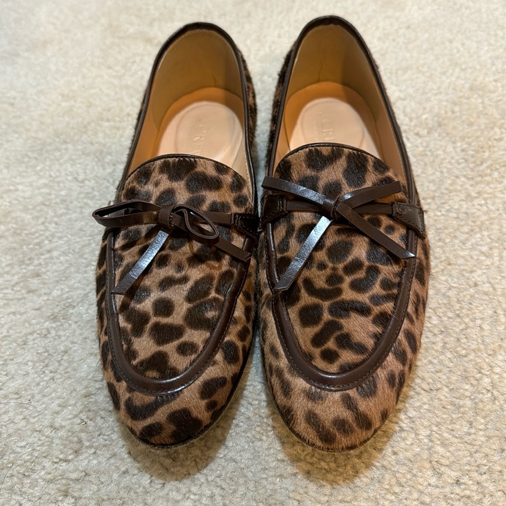 J. Crew Leopard Print Calf Hair Loafers